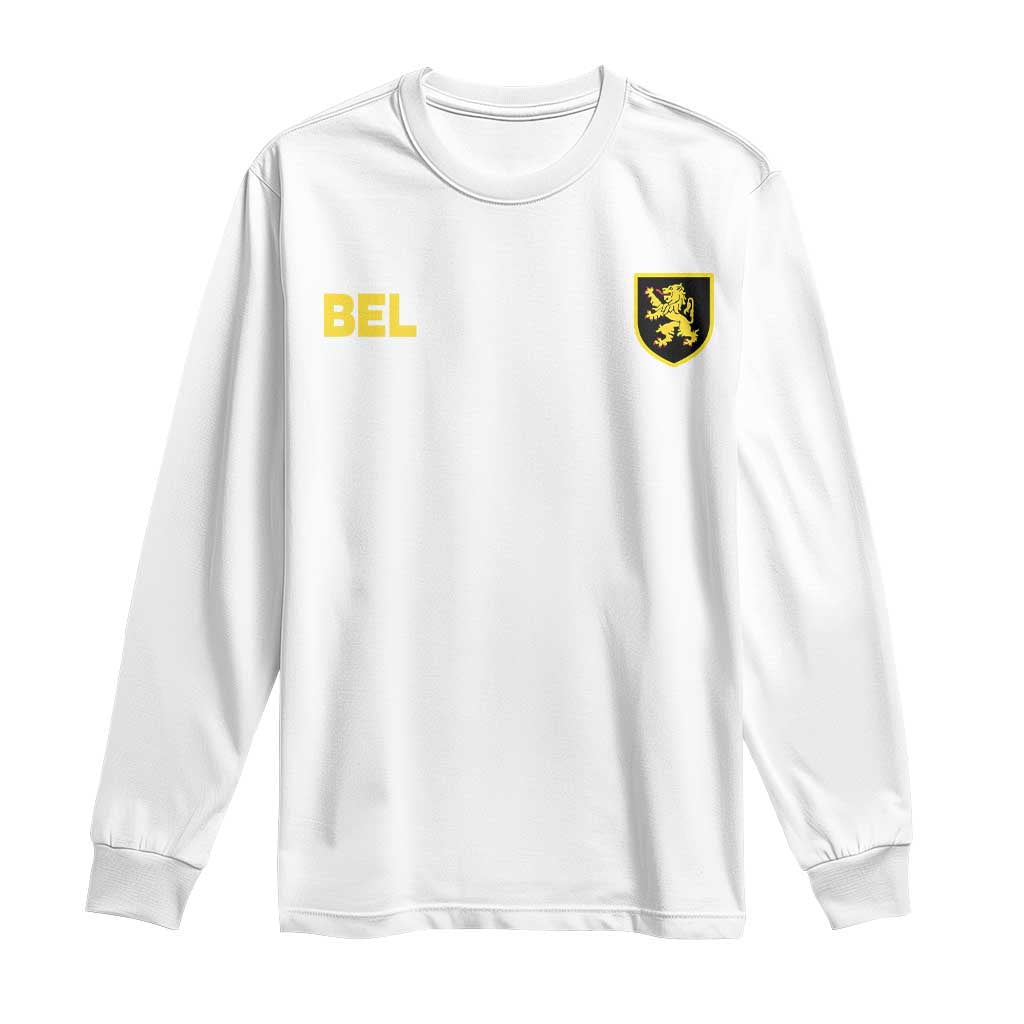 Vintage Belgium Long Sleeve Shirt Belgian Football Pride Belgium Lion Crest Soccer Graphic TS10 White Print Your Wear