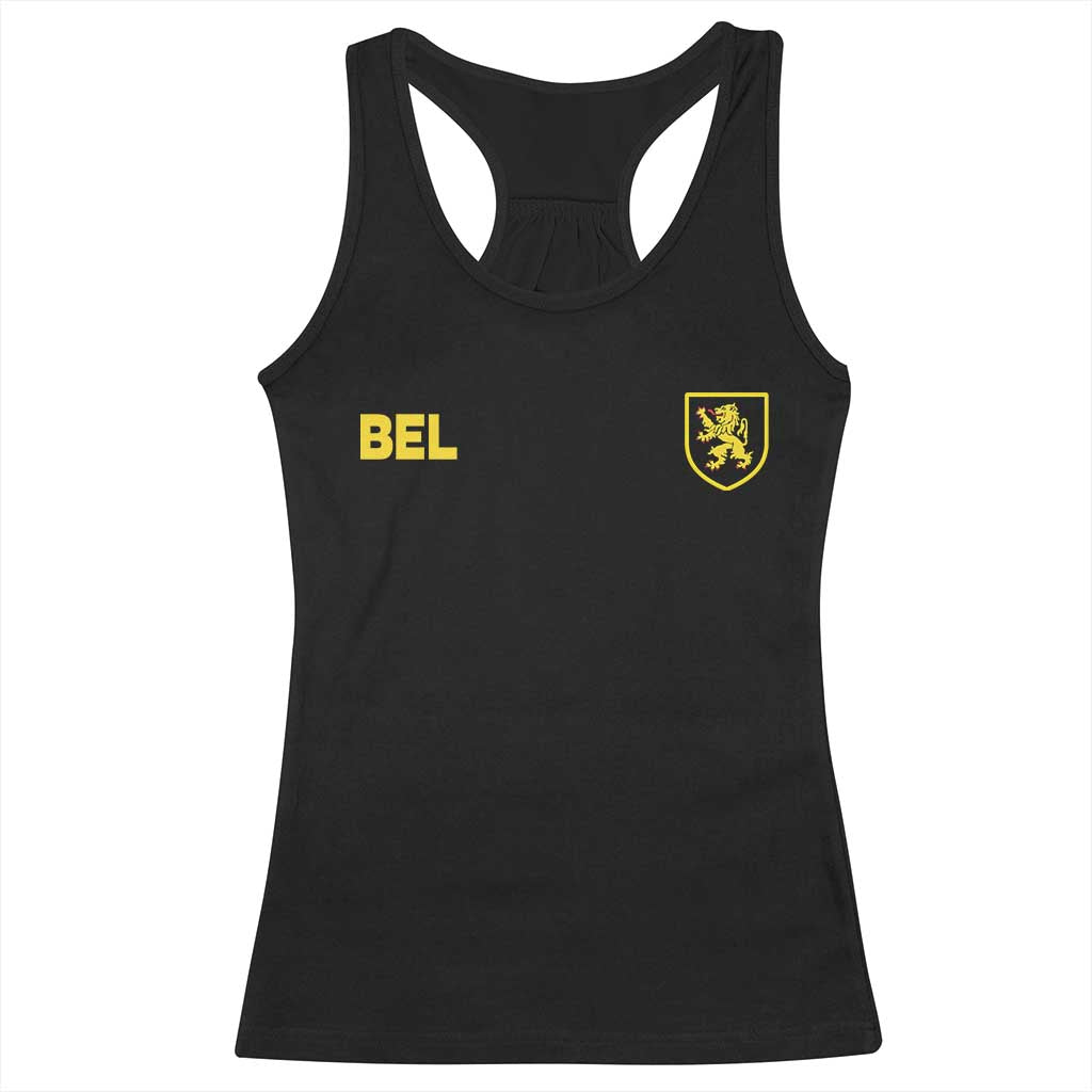 Vintage Belgium Racerback Tank Top Belgian Football Pride Belgium Lion Crest Soccer Graphic TS10 Black Print Your Wear
