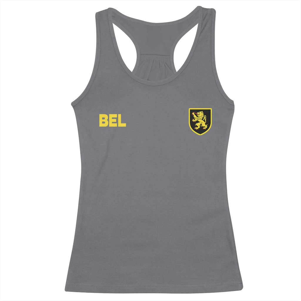 Vintage Belgium Racerback Tank Top Belgian Football Pride Belgium Lion Crest Soccer Graphic TS10 Charcoal Print Your Wear