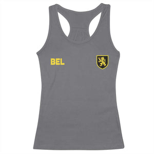 Vintage Belgium Racerback Tank Top Belgian Football Pride Belgium Lion Crest Soccer Graphic TS10 Charcoal Print Your Wear