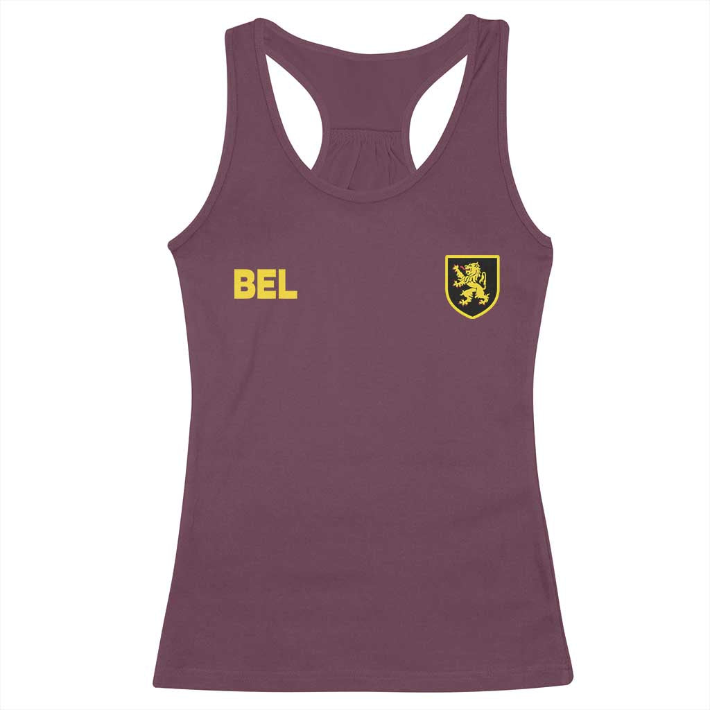 Vintage Belgium Racerback Tank Top Belgian Football Pride Belgium Lion Crest Soccer Graphic TS10 Maroon Print Your Wear