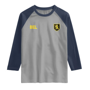 Vintage Belgium Raglan Shirt Belgian Football Pride Belgium Lion Crest Soccer Graphic TS10 Sport Gray Navy Print Your Wear