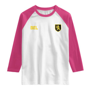 Vintage Belgium Raglan Shirt Belgian Football Pride Belgium Lion Crest Soccer Graphic TS10 White Heliconia Print Your Wear