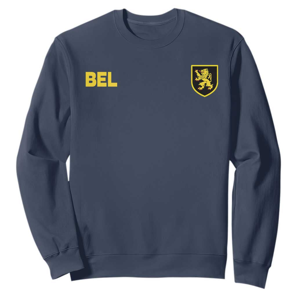 Vintage Belgium Sweatshirt Belgian Football Pride Belgium Lion Crest Soccer Graphic TS10 Navy Print Your Wear