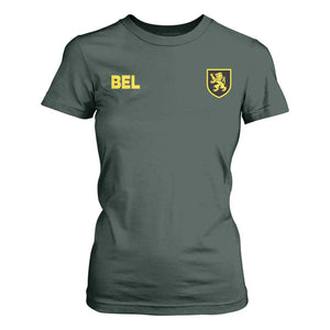 Vintage Belgium T Shirt For Women Belgian Football Pride Belgium Lion Crest Soccer Graphic TS10 Dark Forest Green Print Your Wear