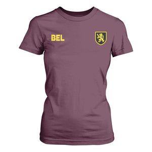 Vintage Belgium T Shirt For Women Belgian Football Pride Belgium Lion Crest Soccer Graphic TS10 Maroon Print Your Wear