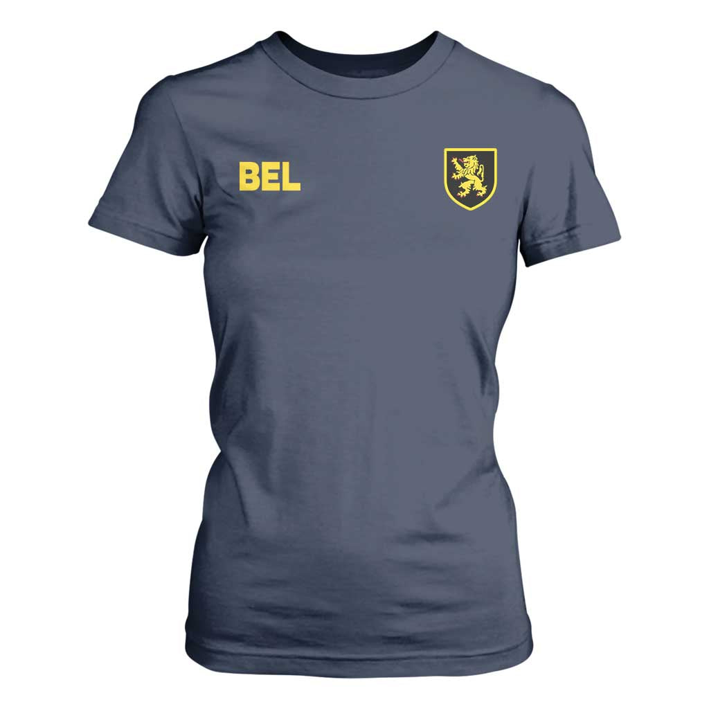 Vintage Belgium T Shirt For Women Belgian Football Pride Belgium Lion Crest Soccer Graphic TS10 Navy Print Your Wear
