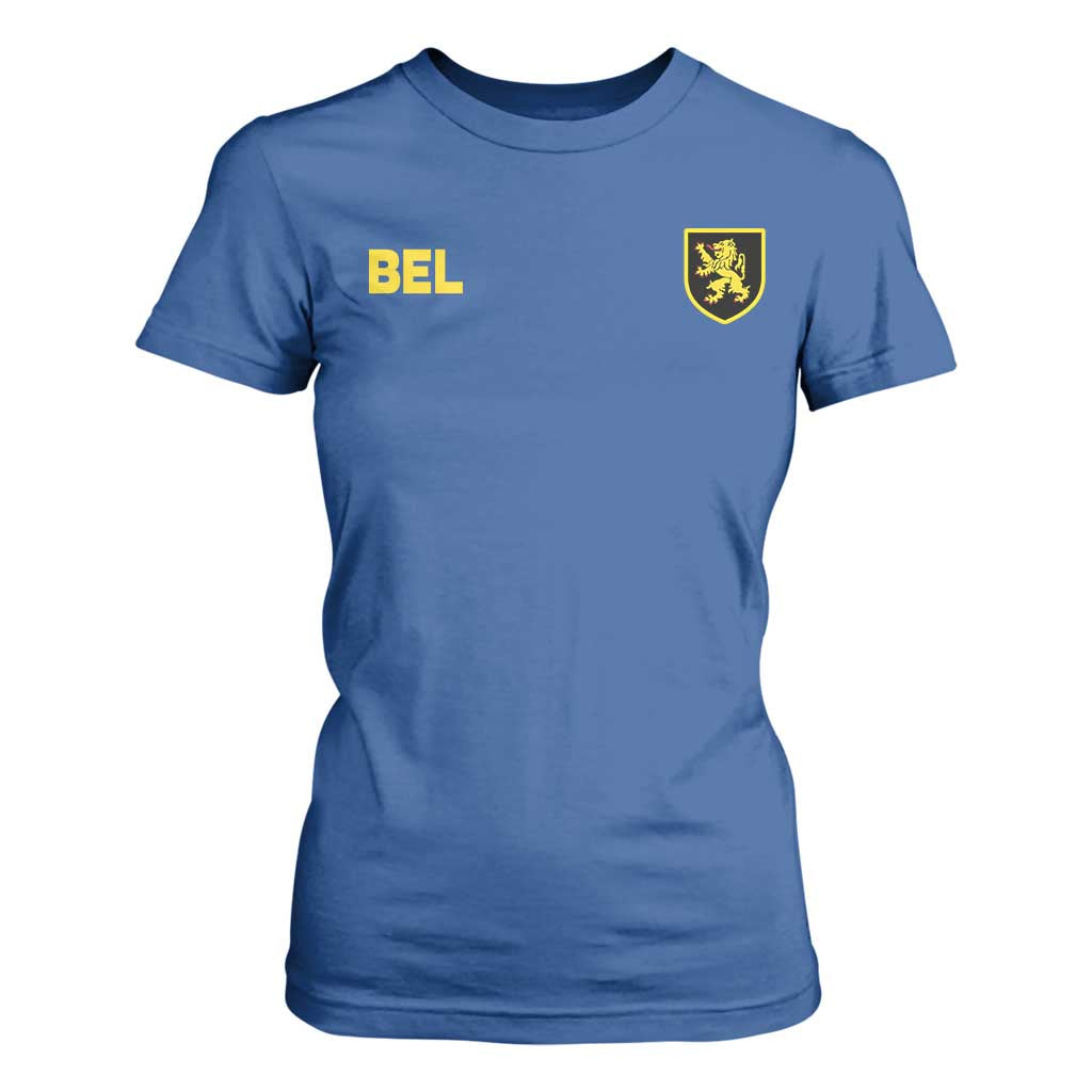 Vintage Belgium T Shirt For Women Belgian Football Pride Belgium Lion Crest Soccer Graphic TS10 Royal Blue Print Your Wear