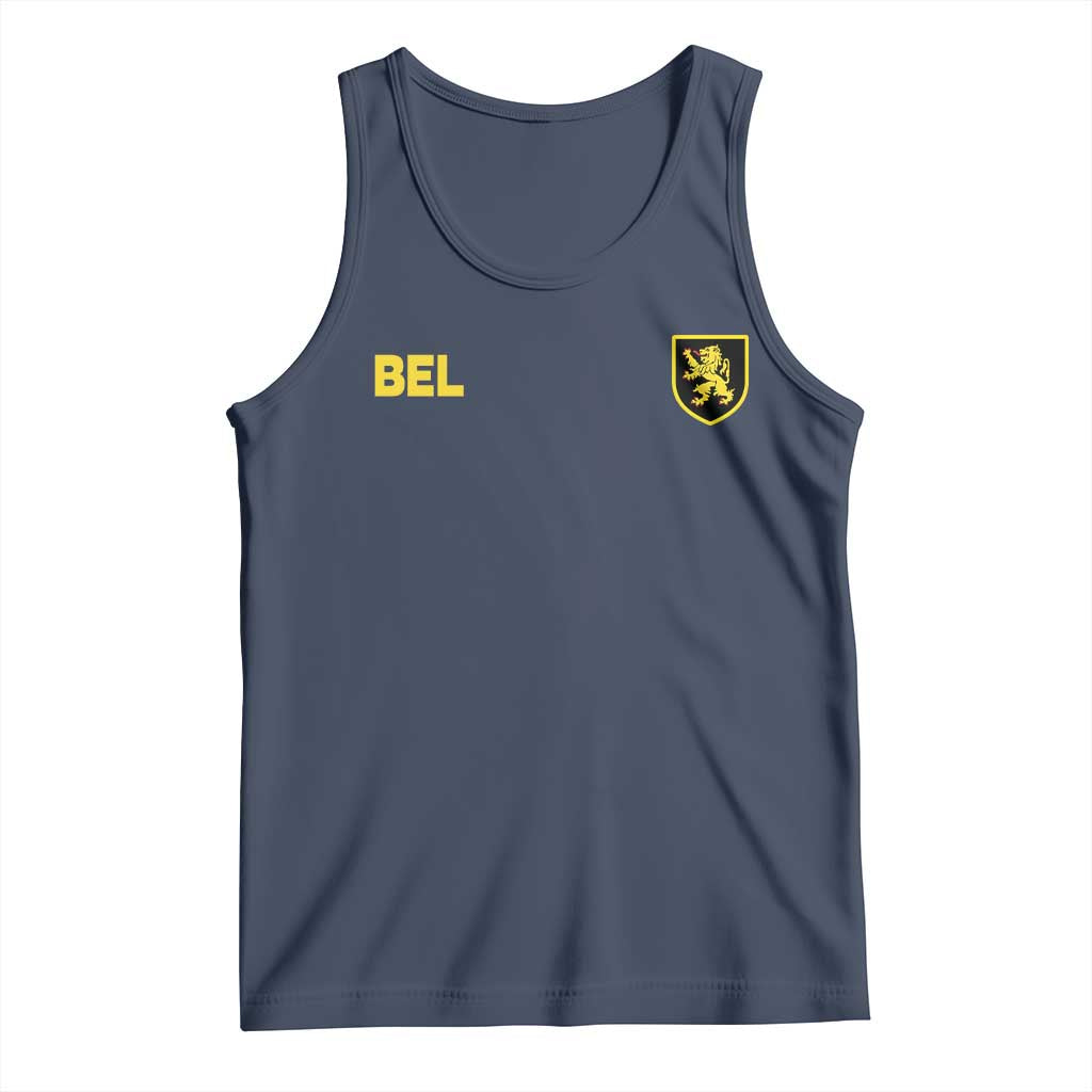 Vintage Belgium Tank Top Belgian Football Pride Belgium Lion Crest Soccer Graphic TS10 Navy Print Your Wear