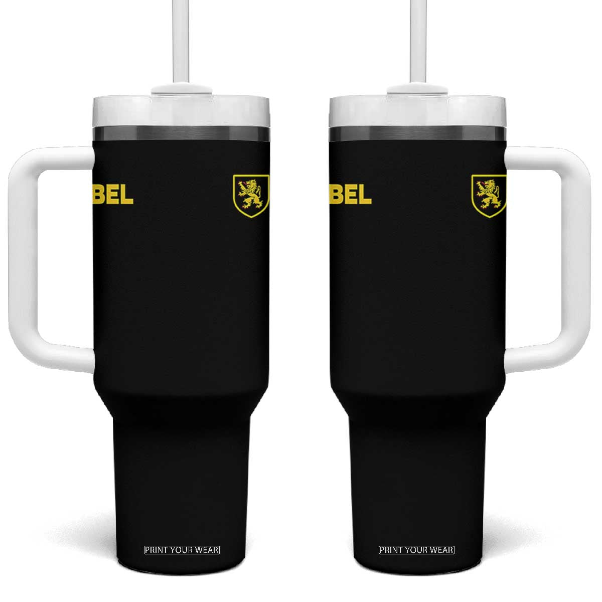 Vintage Belgium Tumbler With Handle Belgian Football Pride Belgium Lion Crest Soccer Graphic TS10 One Size: 40 oz Black Print Your Wear