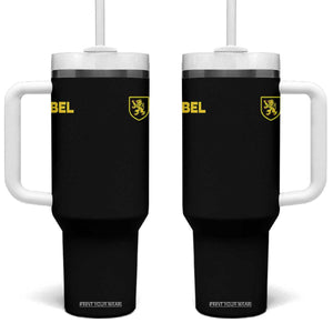 Vintage Belgium Tumbler With Handle Belgian Football Pride Belgium Lion Crest Soccer Graphic TS10 One Size: 40 oz Black Print Your Wear