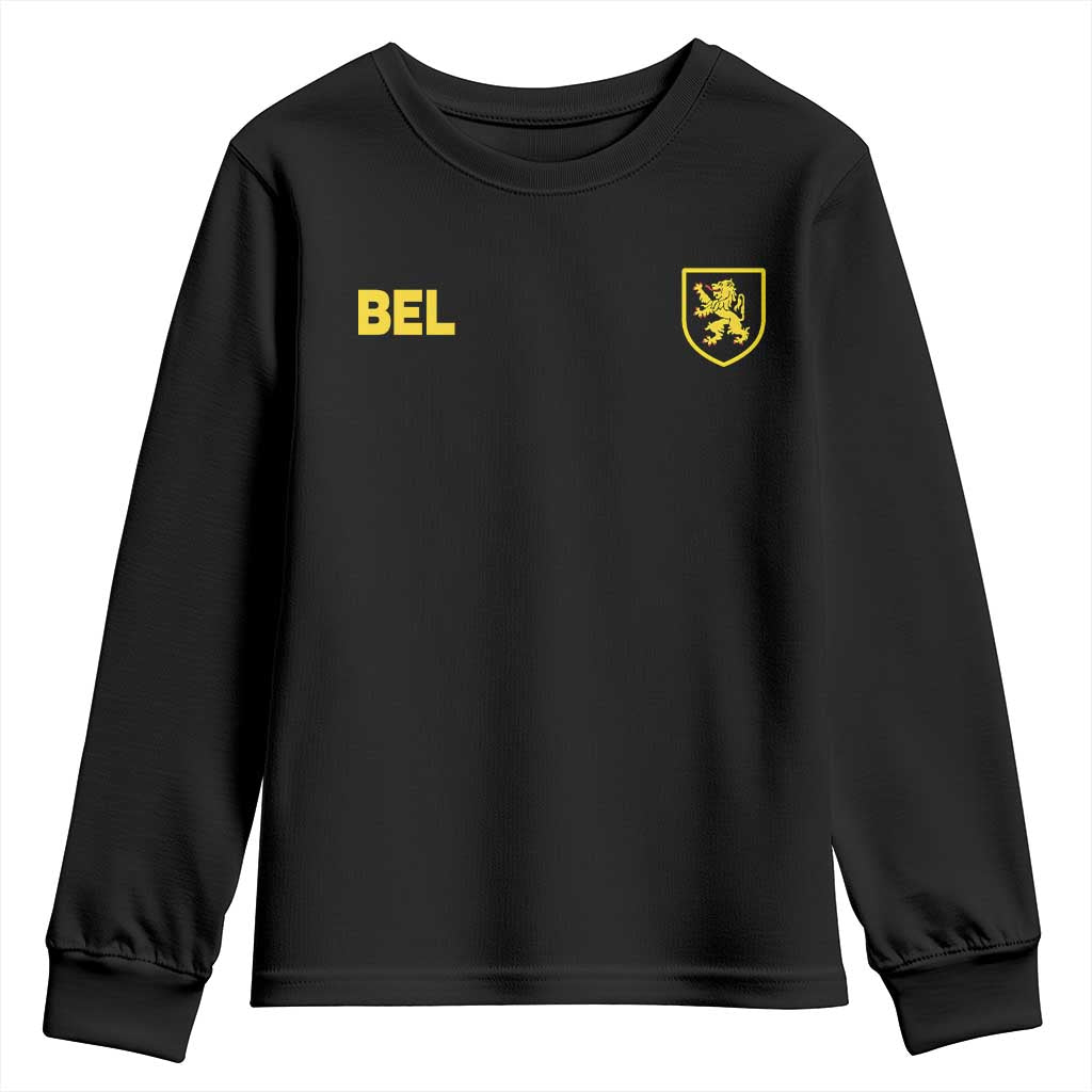 Vintage Belgium Youth Sweatshirt Belgian Football Pride Belgium Lion Crest Soccer Graphic TS10 Black Print Your Wear