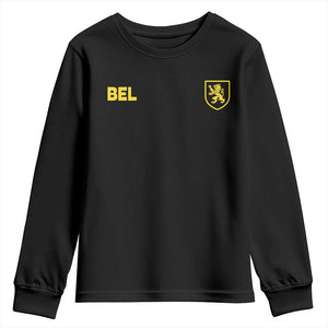 Vintage Belgium Youth Sweatshirt Belgian Football Pride Belgium Lion Crest Soccer Graphic TS10 Black Print Your Wear