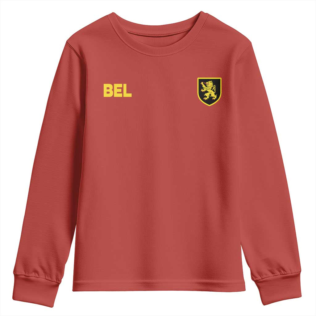 Vintage Belgium Youth Sweatshirt Belgian Football Pride Belgium Lion Crest Soccer Graphic TS10 Red Print Your Wear