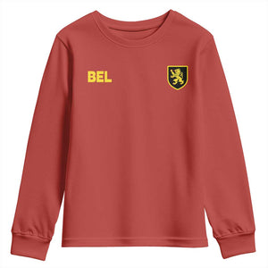 Vintage Belgium Youth Sweatshirt Belgian Football Pride Belgium Lion Crest Soccer Graphic TS10 Red Print Your Wear