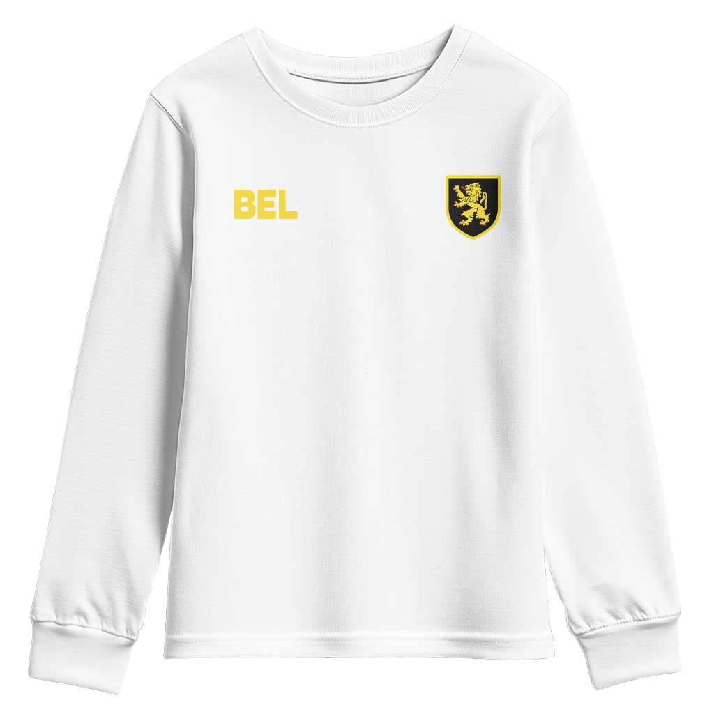 Vintage Belgium Youth Sweatshirt Belgian Football Pride Belgium Lion Crest Soccer Graphic TS10 White Print Your Wear