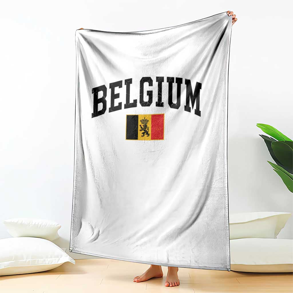 Vintage Belgium Throw Blanket Lion Royal Flag Graphic Belgian Soccer Football Pride Gift for Fans TS10 Print Your Wear