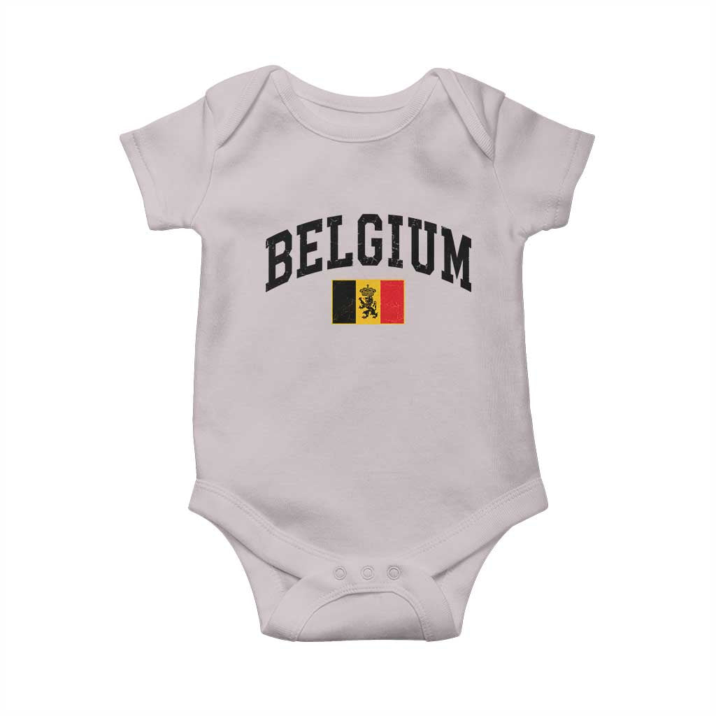 Vintage Belgium Baby Onesie Lion Royal Flag Graphic Belgian Soccer Football Pride Gift for Fans TS10 Ice Gray Print Your Wear