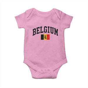 Vintage Belgium Baby Onesie Lion Royal Flag Graphic Belgian Soccer Football Pride Gift for Fans TS10 Light Pink Print Your Wear