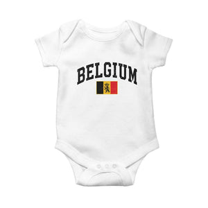 Vintage Belgium Baby Onesie Lion Royal Flag Graphic Belgian Soccer Football Pride Gift for Fans TS10 White Print Your Wear