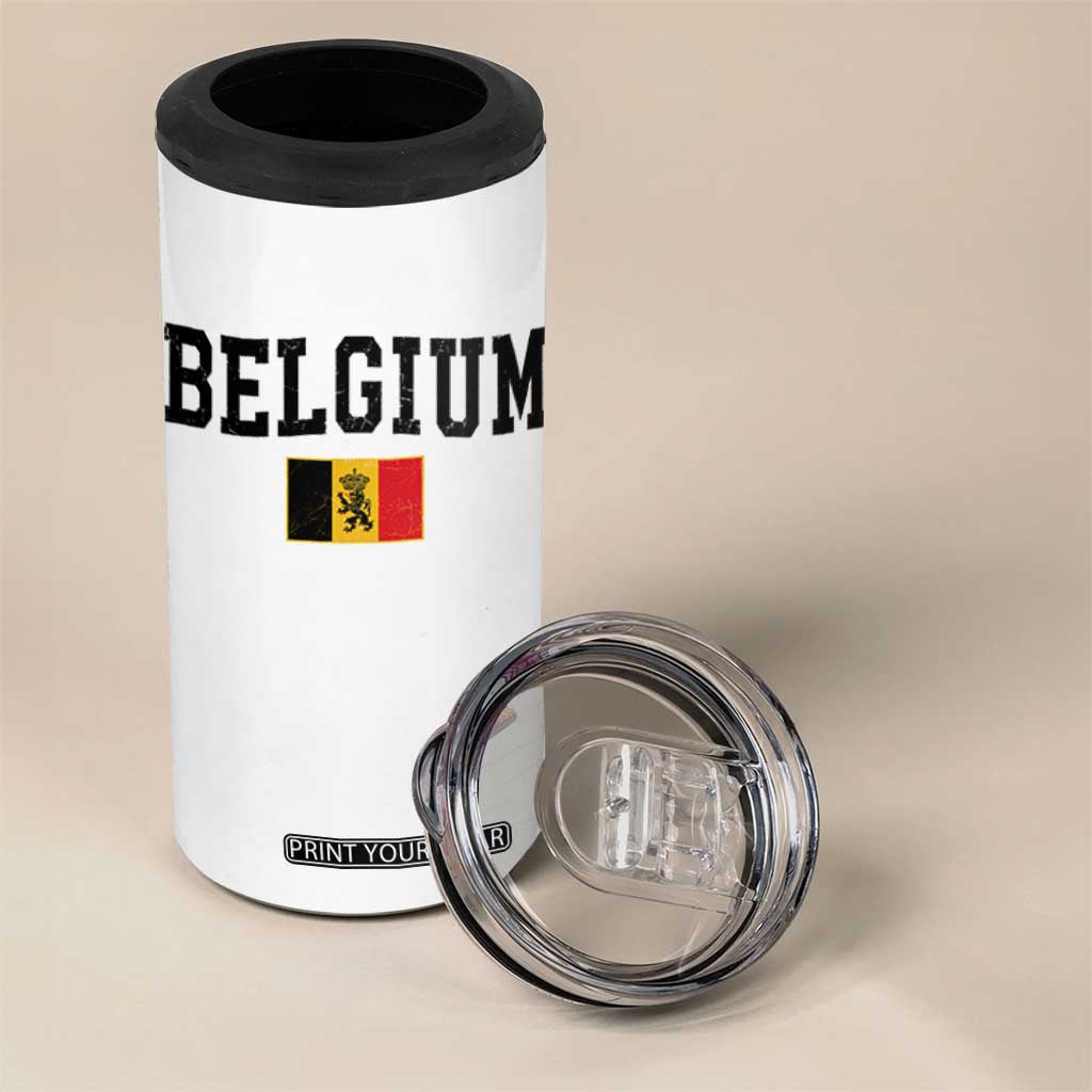 Vintage Belgium 4 in 1 Can Cooler Tumbler Lion Royal Flag Graphic Belgian Soccer Football Pride Gift for Fans TS10 Print Your Wear