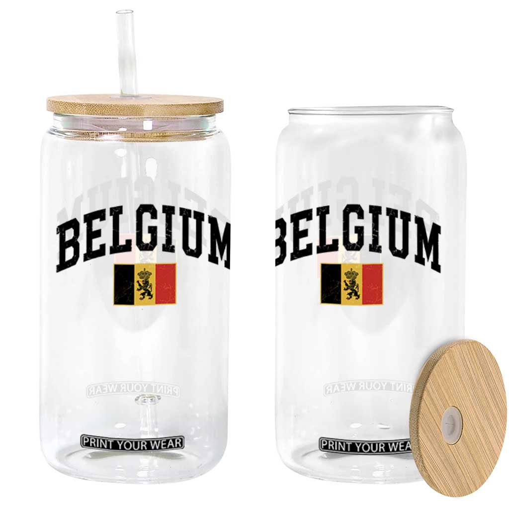 Vintage Belgium Glass Can Lion Royal Flag Graphic Belgian Soccer Football Pride Gift for Fans TS10 Print Your Wear
