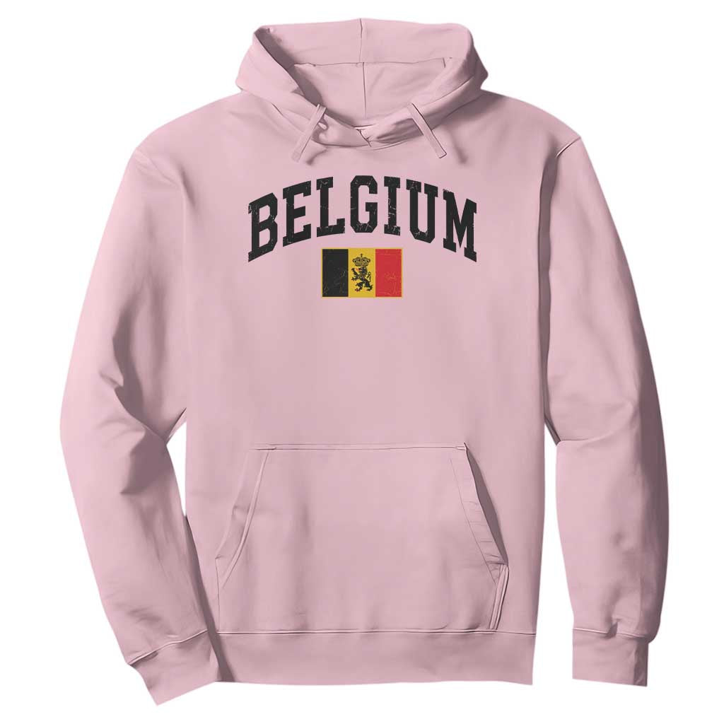 Vintage Belgium Hoodie Lion Royal Flag Graphic Belgian Soccer Football Pride Gift for Fans TS10 Light Pink Print Your Wear