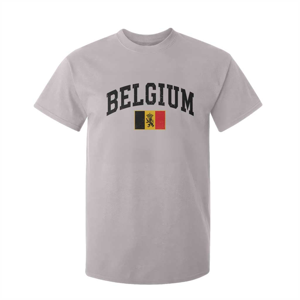 Vintage Belgium T Shirt For Kid Lion Royal Flag Graphic Belgian Soccer Football Pride Gift for Fans TS10 Ice Gray Print Your Wear
