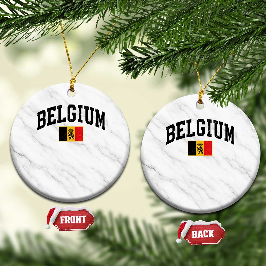 Vintage Belgium Ceramic Ornament Lion Royal Flag Graphic Belgian Soccer Football Pride Gift for Fans TS10 1pc White Marble Print Your Wear