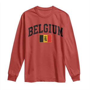 Vintage Belgium Long Sleeve Shirt Lion Royal Flag Graphic Belgian Soccer Football Pride Gift for Fans TS10 Red Print Your Wear