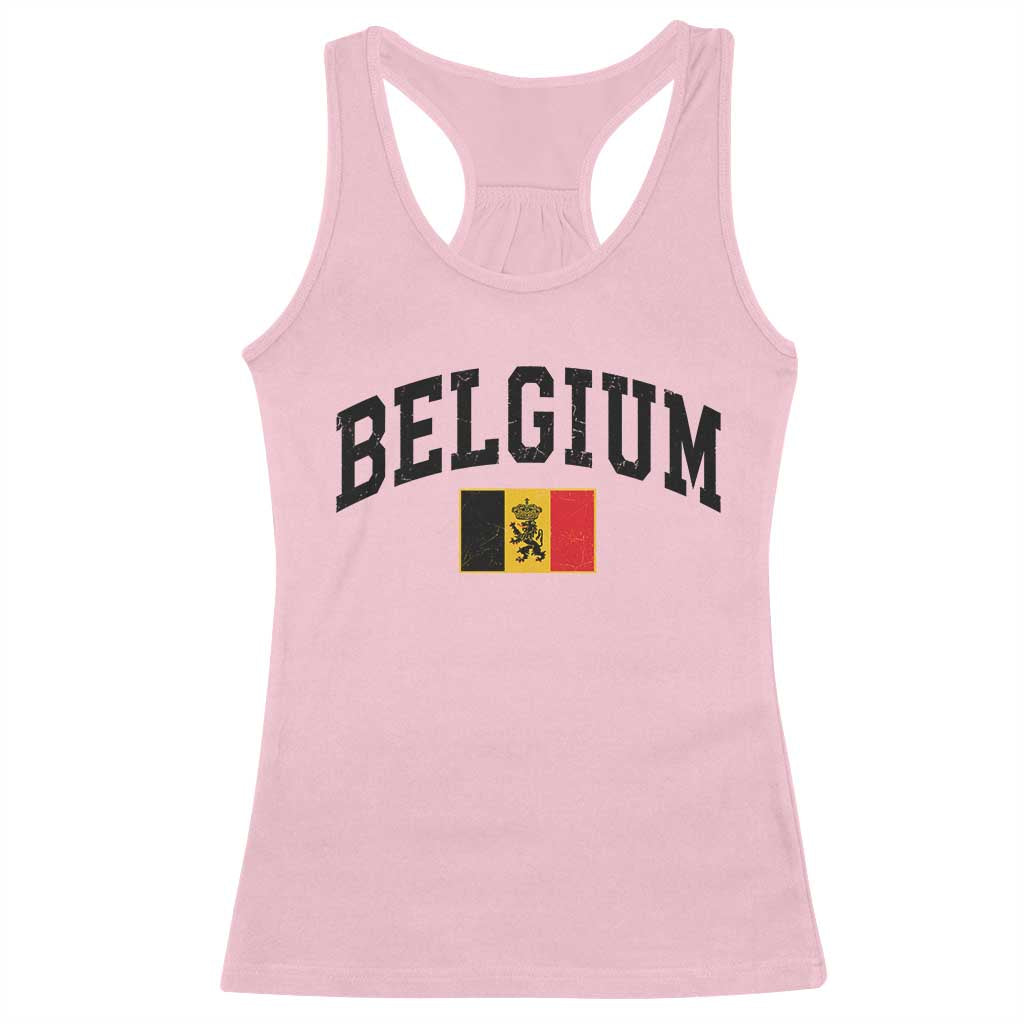 Vintage Belgium Racerback Tank Top Lion Royal Flag Graphic Belgian Soccer Football Pride Gift for Fans TS10 Light Pink Print Your Wear