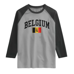 Vintage Belgium Raglan Shirt Lion Royal Flag Graphic Belgian Soccer Football Pride Gift for Fans TS10 Sport Gray Black Print Your Wear