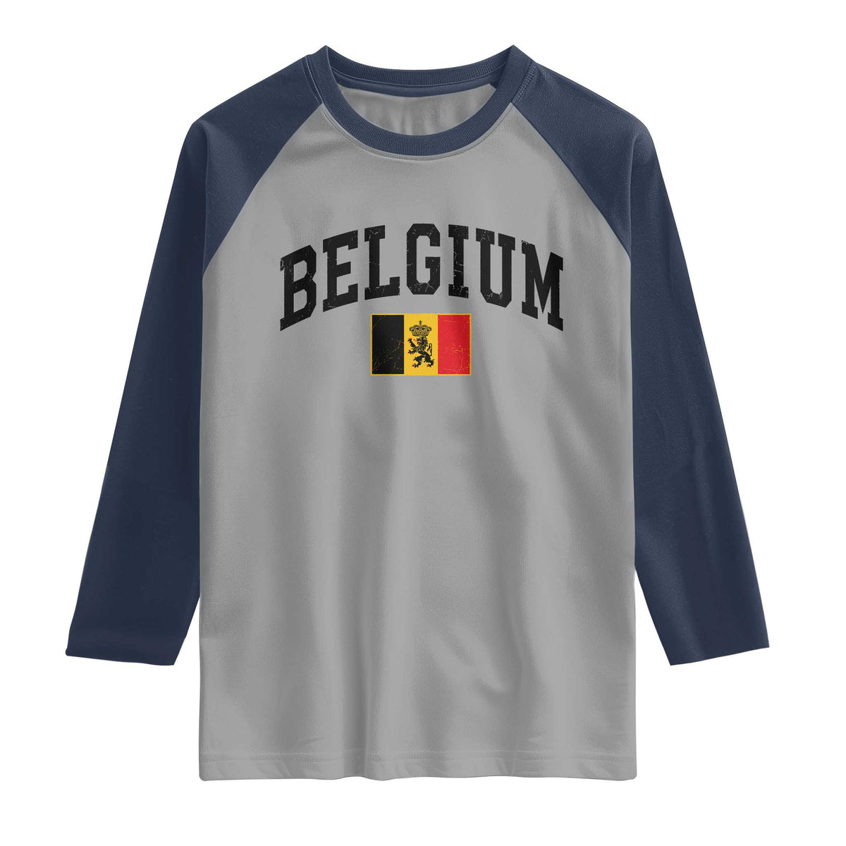 Vintage Belgium Raglan Shirt Lion Royal Flag Graphic Belgian Soccer Football Pride Gift for Fans TS10 Sport Gray Navy Print Your Wear