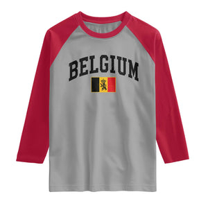 Vintage Belgium Raglan Shirt Lion Royal Flag Graphic Belgian Soccer Football Pride Gift for Fans TS10 Sport Gray Red Print Your Wear