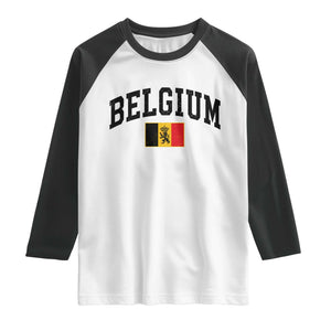 Vintage Belgium Raglan Shirt Lion Royal Flag Graphic Belgian Soccer Football Pride Gift for Fans TS10 White Black Print Your Wear