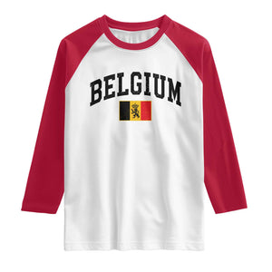 Vintage Belgium Raglan Shirt Lion Royal Flag Graphic Belgian Soccer Football Pride Gift for Fans TS10 White Red Print Your Wear