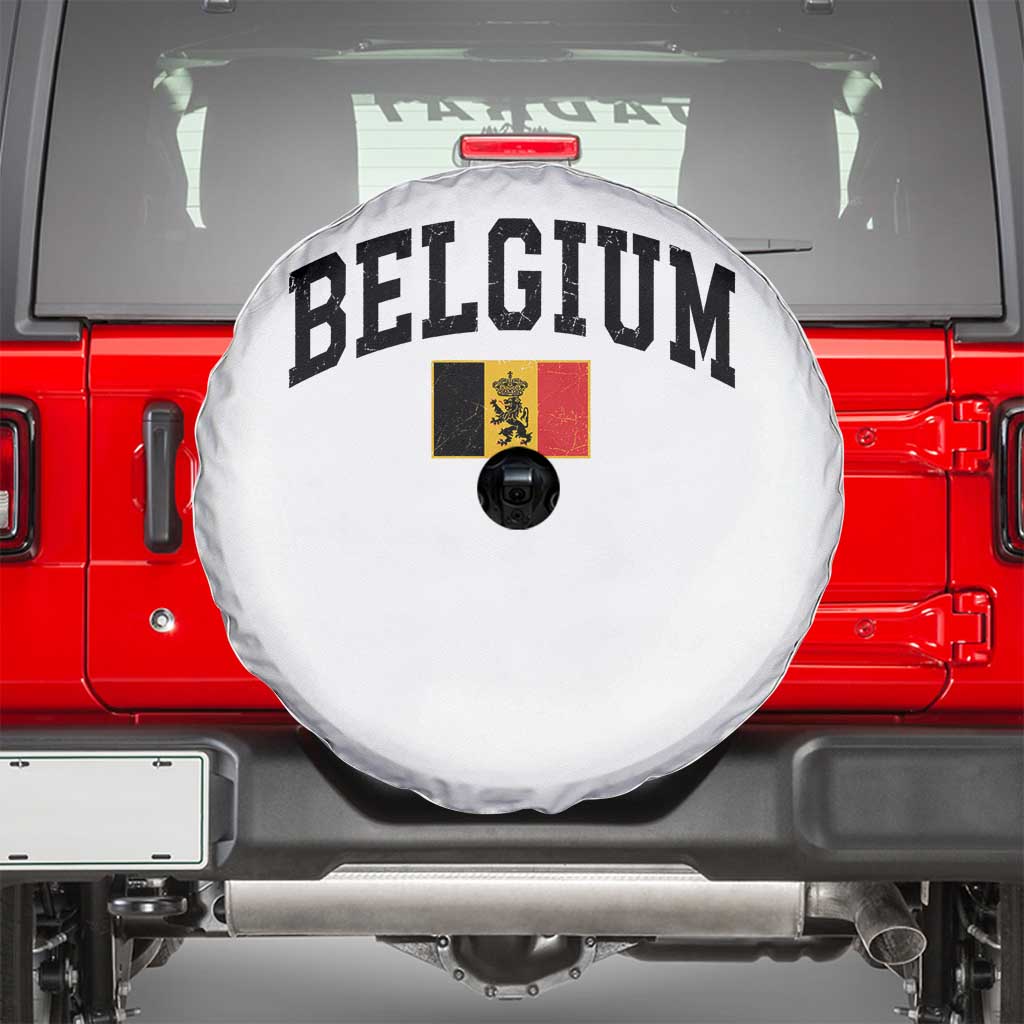 Vintage Belgium Spare Tire Cover Lion Royal Flag Graphic Belgian Soccer Football Pride Gift for Fans TS10 White Print Your Wear