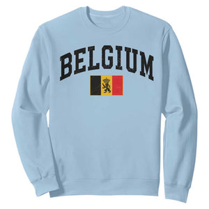 Vintage Belgium Sweatshirt Lion Royal Flag Graphic Belgian Soccer Football Pride Gift for Fans TS10 S Light Blue Print Your Wear