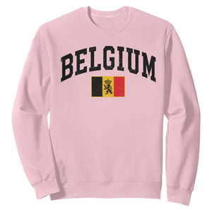 Vintage Belgium Sweatshirt Lion Royal Flag Graphic Belgian Soccer Football Pride Gift for Fans TS10 Light Pink Print Your Wear