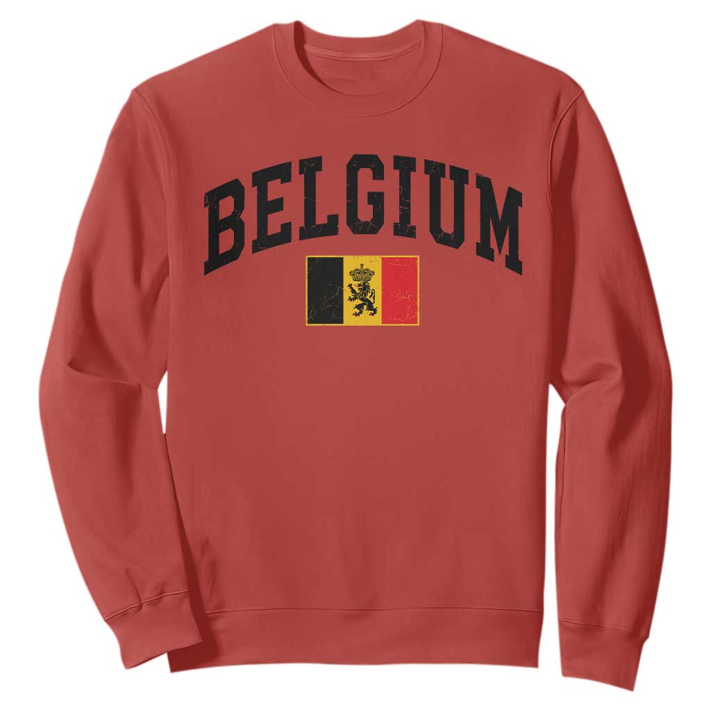 Vintage Belgium Sweatshirt Lion Royal Flag Graphic Belgian Soccer Football Pride Gift for Fans TS10 Red Print Your Wear