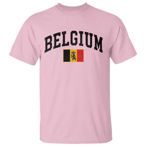 Vintage Belgium T Shirt Lion Royal Flag Graphic Belgian Soccer Football Pride Gift for Fans TS10 Light Pink Print Your Wear