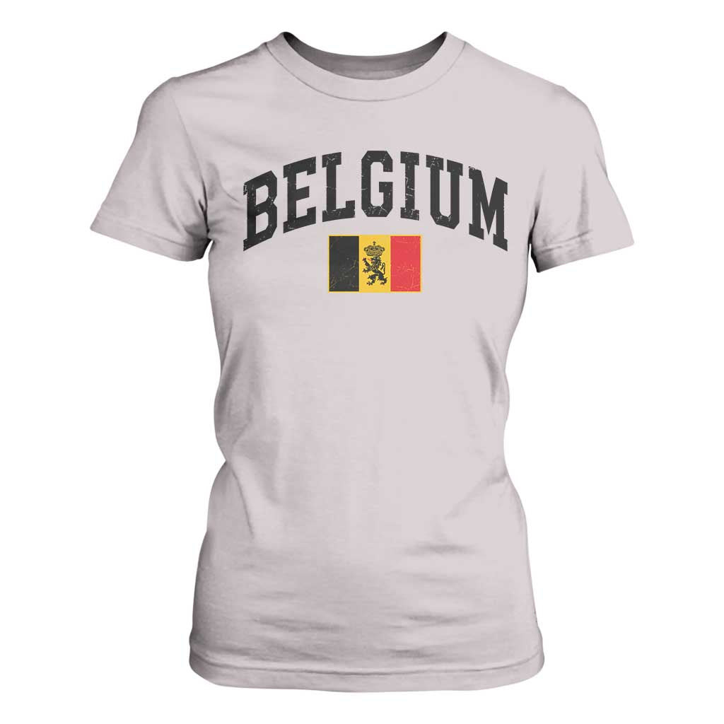Vintage Belgium T Shirt For Women Lion Royal Flag Graphic Belgian Soccer Football Pride Gift for Fans TS10 Ice Gray Print Your Wear