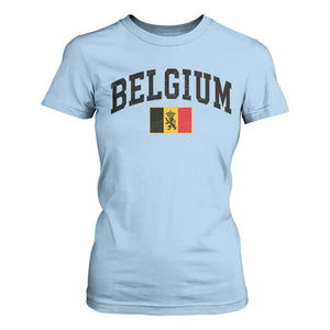 Vintage Belgium T Shirt For Women Lion Royal Flag Graphic Belgian Soccer Football Pride Gift for Fans TS10 Light Blue Print Your Wear