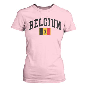 Vintage Belgium T Shirt For Women Lion Royal Flag Graphic Belgian Soccer Football Pride Gift for Fans TS10 Light Pink Print Your Wear