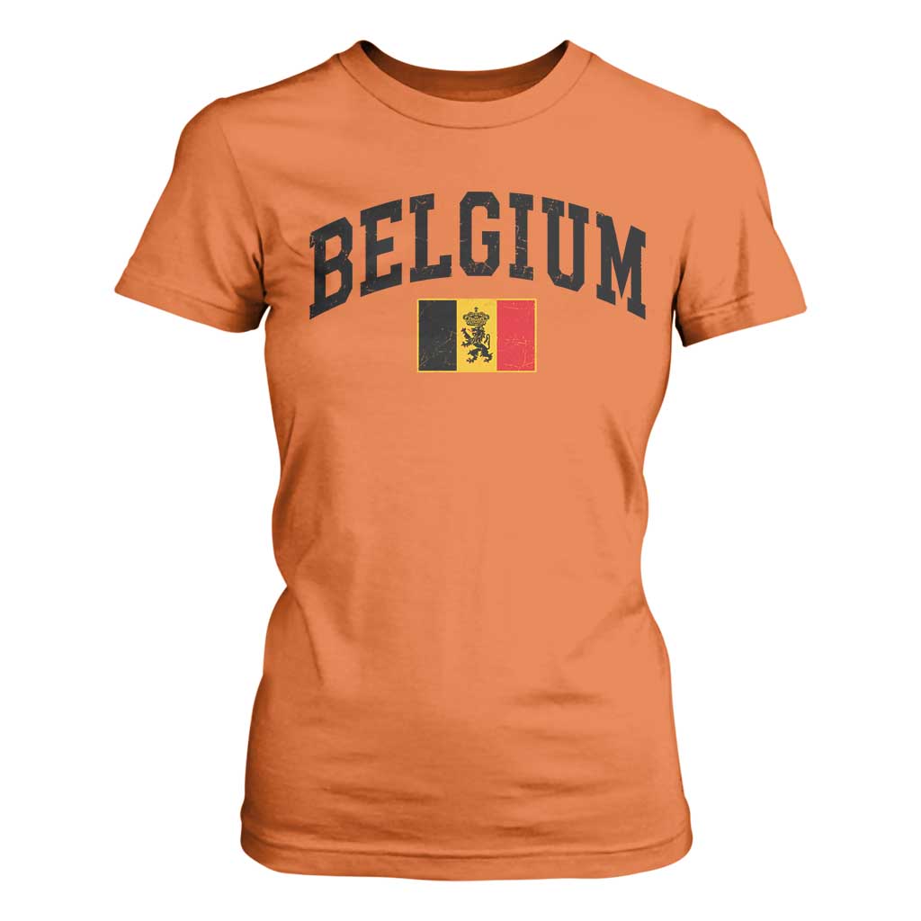 Vintage Belgium T Shirt For Women Lion Royal Flag Graphic Belgian Soccer Football Pride Gift for Fans TS10 Orange Print Your Wear