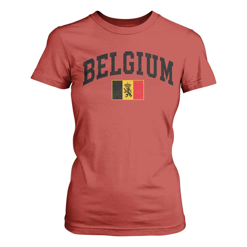 Vintage Belgium T Shirt For Women Lion Royal Flag Graphic Belgian Soccer Football Pride Gift for Fans TS10 Red Print Your Wear
