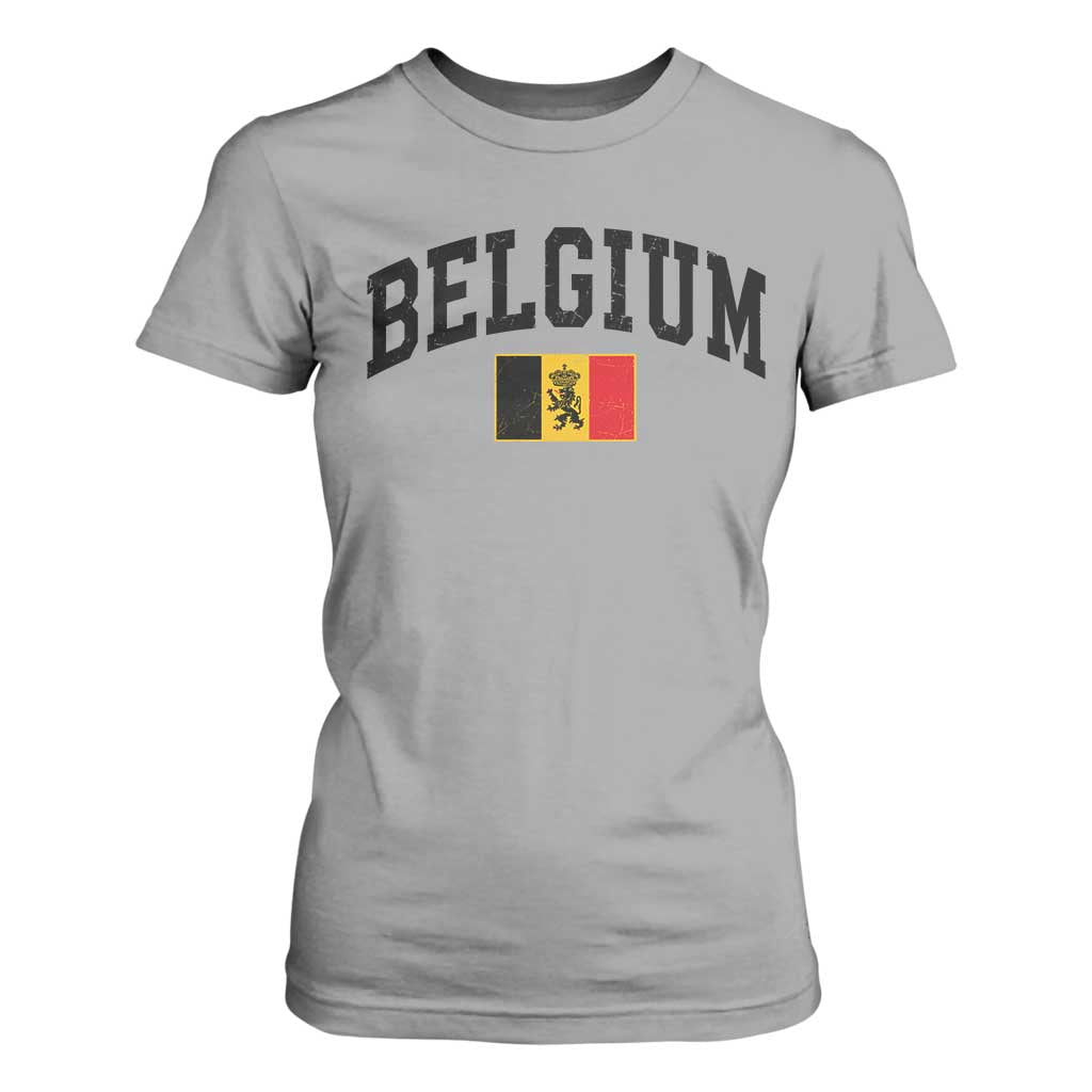 Vintage Belgium T Shirt For Women Lion Royal Flag Graphic Belgian Soccer Football Pride Gift for Fans TS10 Sport Gray Print Your Wear