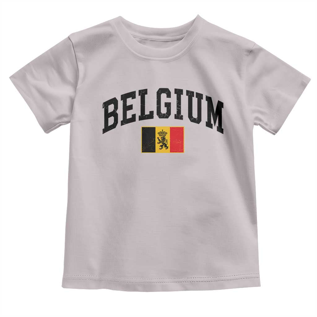 Vintage Belgium Toddler T Shirt Lion Royal Flag Graphic Belgian Soccer Football Pride Gift for Fans TS10 Ice Gray Print Your Wear