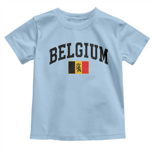 Vintage Belgium Toddler T Shirt Lion Royal Flag Graphic Belgian Soccer Football Pride Gift for Fans TS10 Light Blue Print Your Wear