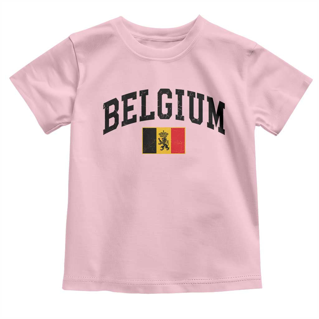 Vintage Belgium Toddler T Shirt Lion Royal Flag Graphic Belgian Soccer Football Pride Gift for Fans TS10 Light Pink Print Your Wear